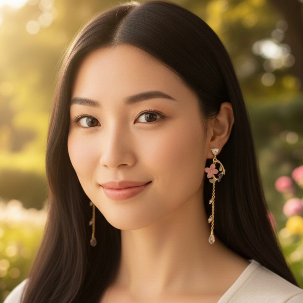 Enchanted Blossom Cascading Asymmetry Dangle Drop Earrings